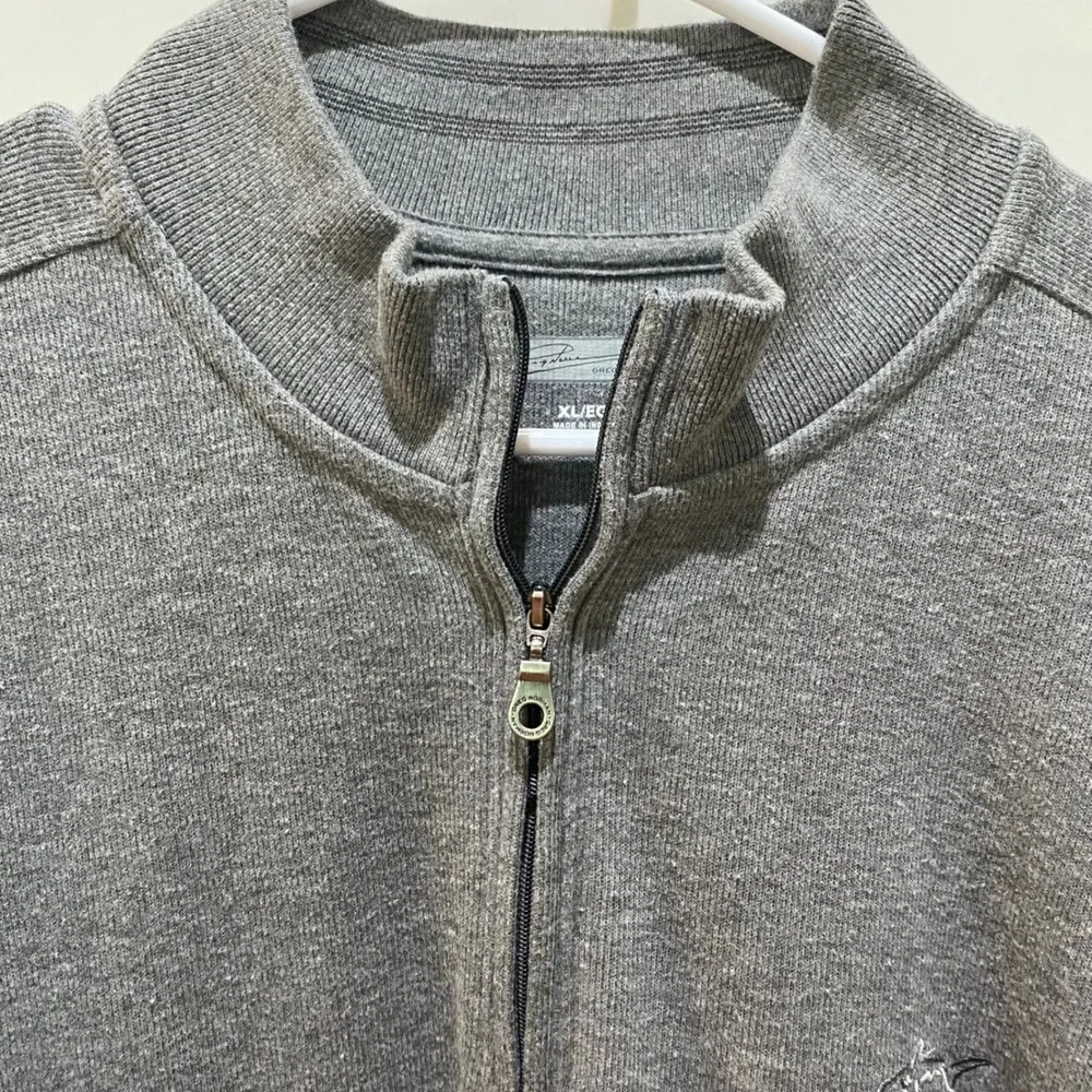 Greg Norman Mens XL Gray Quarter Zip‎ Pullover Shark Logo Golf Sweater Heather
